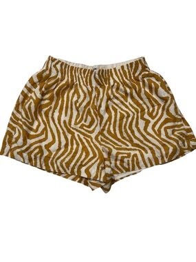 Dynamite Women's Zebra Print Elastic-Waist Shorts - Mustard/White - Size XS